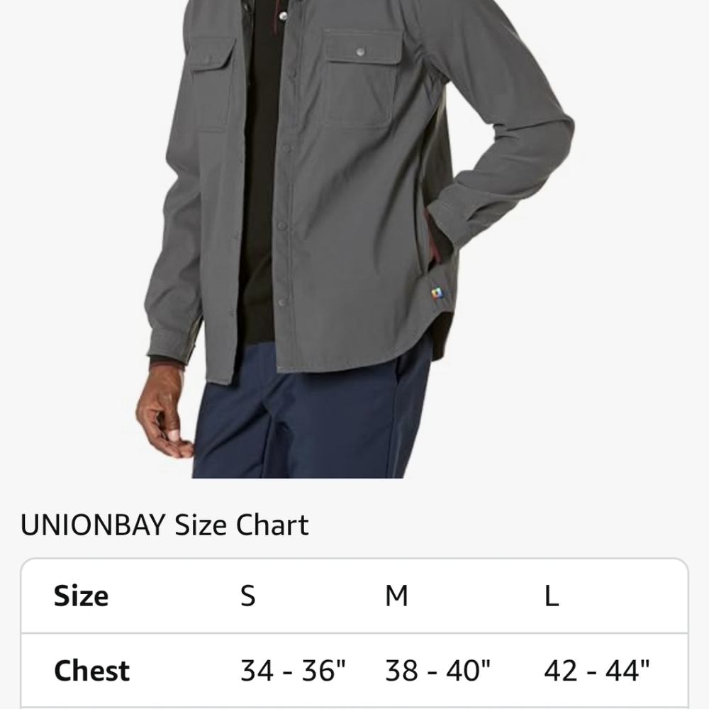UNIONBAY Men's Charcoal Performance Shirt Jacket.